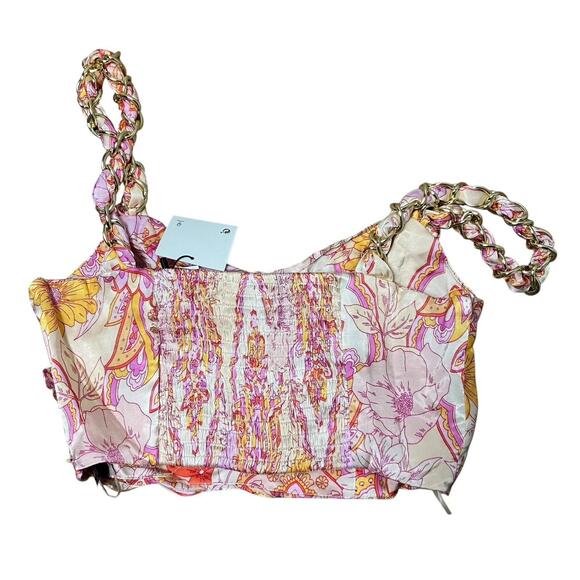 ZARA Crop‎ Top S Floral Wrap Y2K Indie Sleaze Fairycore Cottagecore Boho - Picture 6 of 8